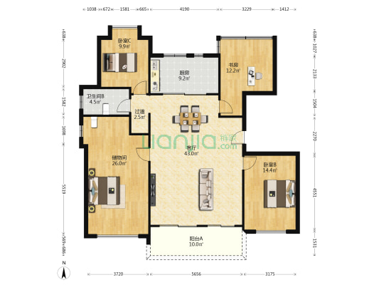 信达公园里四期 3室1厅1卫 152平方