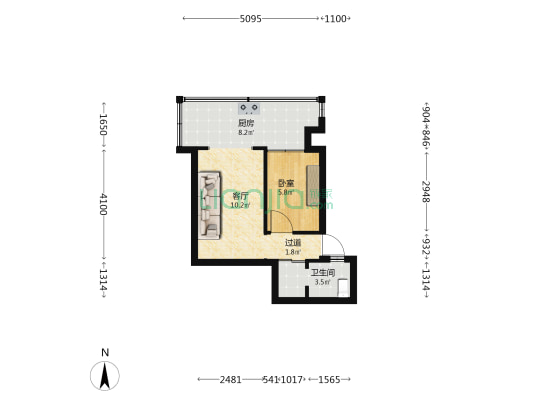 曙光北段15号院 1室1厅1卫 26平方