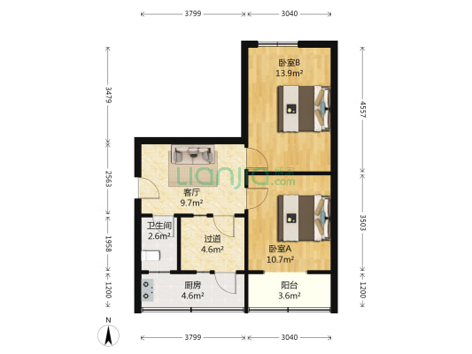新鸿南二巷18号 2室1厅1卫 57平方