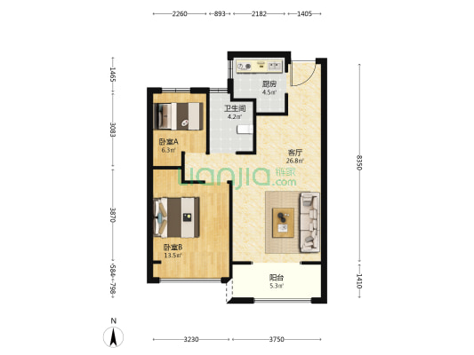 和美佳苑 2室1厅1卫 80平方
