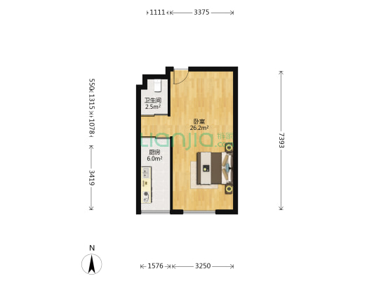锦绣馨园 1室0厅1卫 49平方