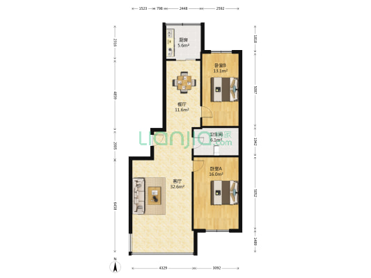 盛華庭 2室2厅1卫 123平方