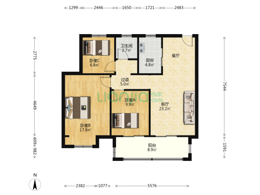 光明·泉城熙悦 3室1厅1卫 98平方