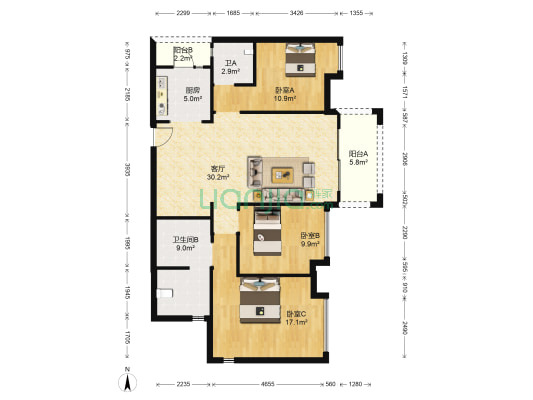 世爵府邸 3室1厅2卫 122平方