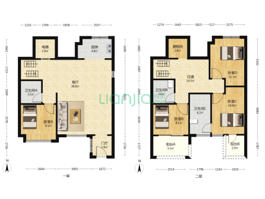 泰禾广州院子 4室1厅3卫 129平方