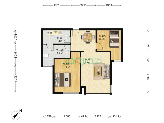 四方花苑 2室1厅1卫 79平方