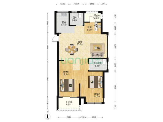 荣安·林语沁雪 3室1厅2卫 96平方