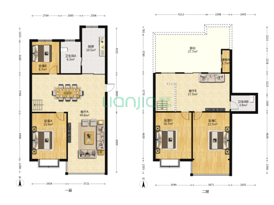 阳光花苑 4室2厅2卫 110平方