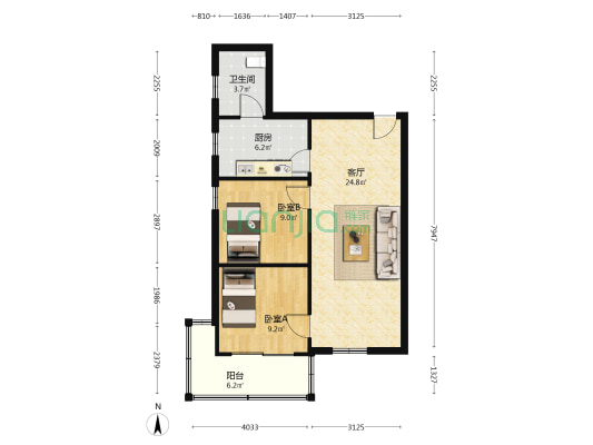 观水路17号 2室1厅1卫 72平方