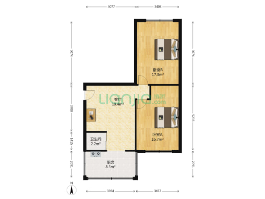 桃源路417号 2室1厅1卫 80平方