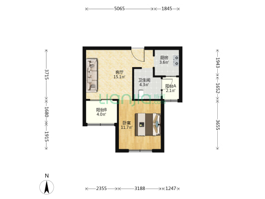 松南城嘉隆坊 1室1厅1卫 56平方