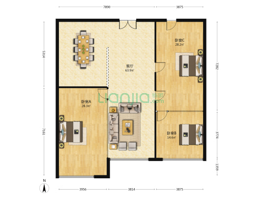 苏宁环球大厦 3室1厅0卫 190平方