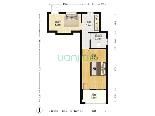 常青花园特一区 1室1厅1卫 86平方