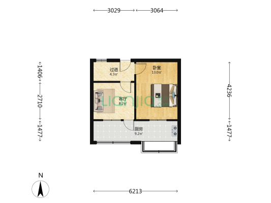 四十中学宿舍 1室1厅0卫 50平方