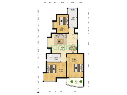滨江瑞景家园 3室1厅1卫 103平方