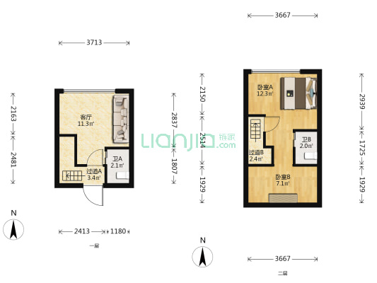榕心未来 2室1厅2卫 29平方