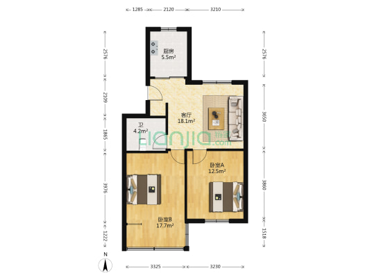 永新景园 2室1厅1卫 74平方
