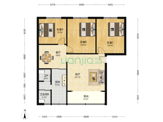 正大街73号 3室2厅2卫 103平方