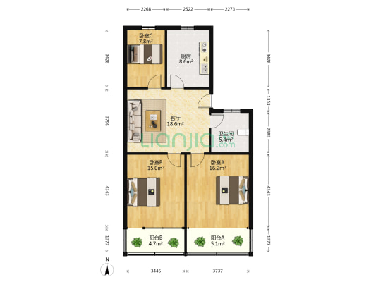 开发新村西区 3室1厅1卫 98平方