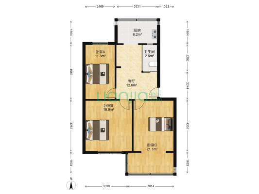 大华科技新村 3室1厅1卫 89平方