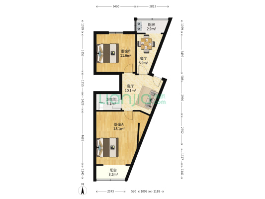 桑梓路散盘 2室2厅1卫 59平方