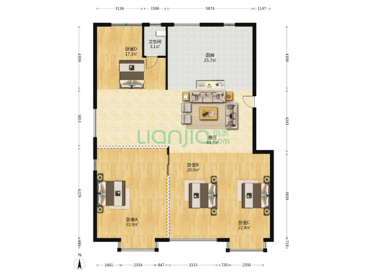 水潭村安置房 4室1厅1卫 183平方