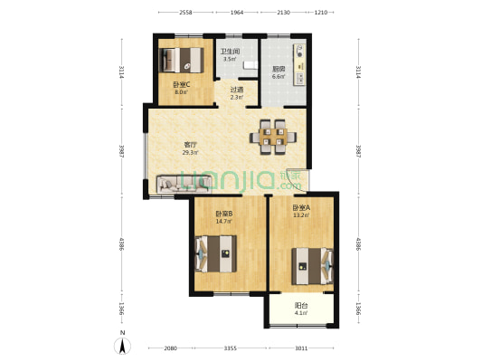 佳兴北苑 3室1厅1卫 102平方