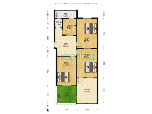 经一路180号 3室1厅1卫 88平方