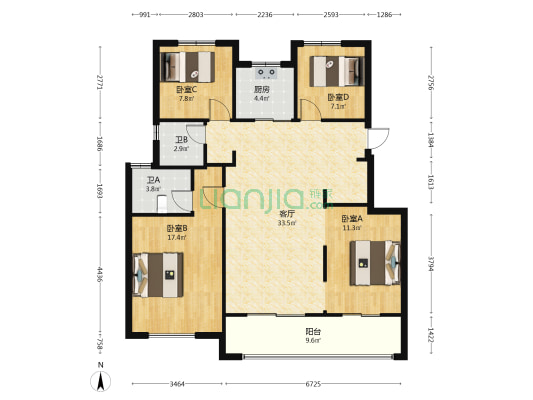 蠡湖国际小镇B区 4室1厅2卫 116平方