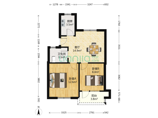 广宁小区 2室1厅1卫 55平方