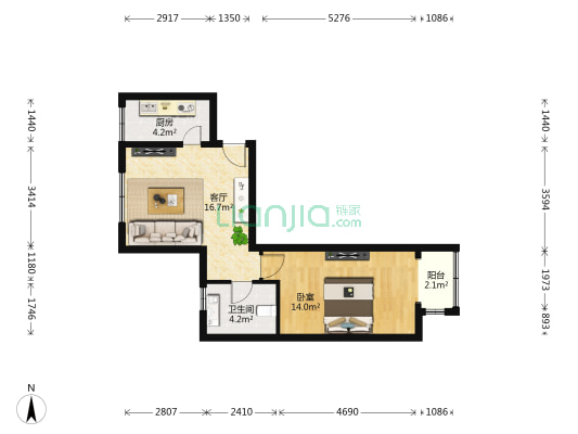同馨家园 1室1厅1卫 58平方