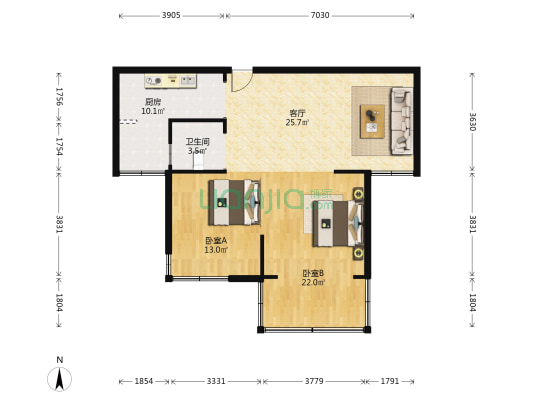 万和府 2室1厅1卫 98平方