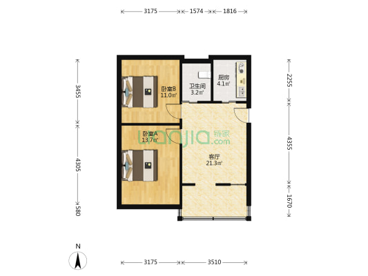 虞園新村 2室1厅1卫 65平方