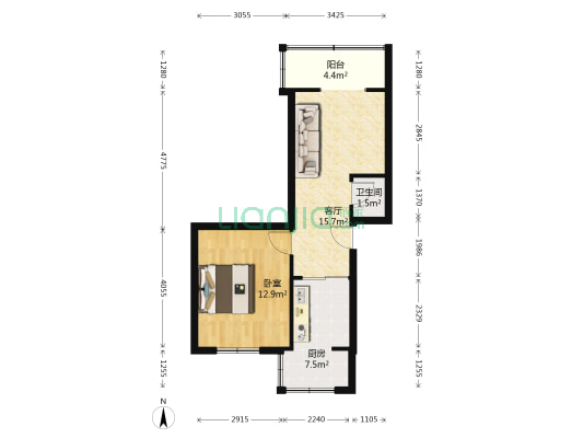 西城角巷8号 1室1厅1卫 48平方