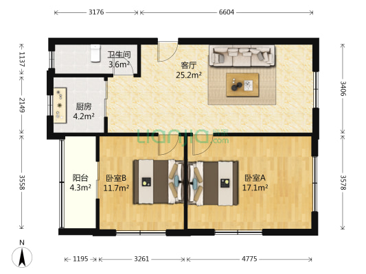 荣信巷 2室1厅1卫 79平方