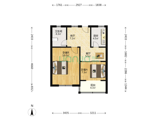 北大街161弄 2室2厅1卫 61平方