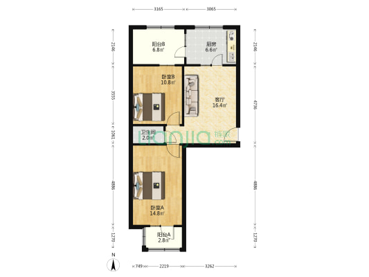 水文所宿舍 2室1厅1卫 74平方