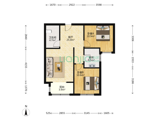 西湖郡 2室1厅1卫 86平方