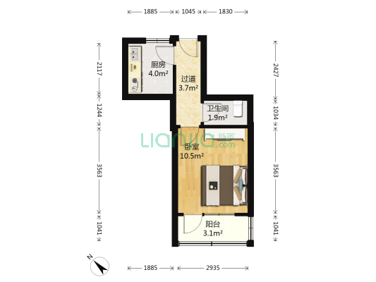 重庆南路59小区 1室0厅1卫 30平方