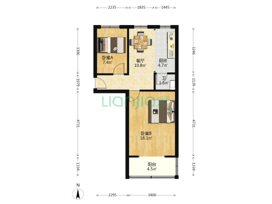 中国人民解放军第一二零六工厂宿舍楼 2室1厅1卫 55平方