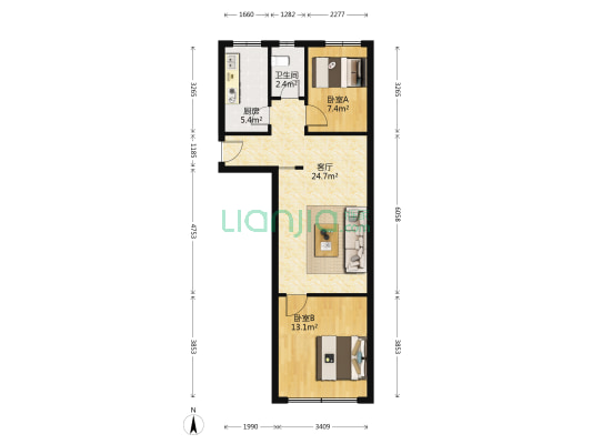 浮山路 2室1厅1卫 67平方
