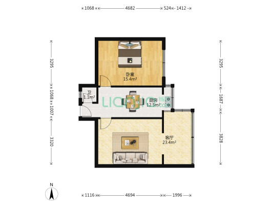 永胜路27号 1室1厅1卫 53平方