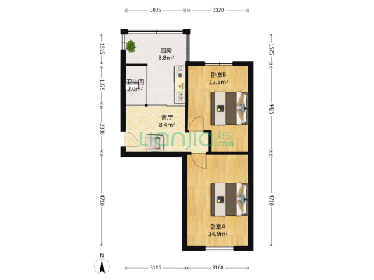 教工小区 2室1厅1卫 57平方