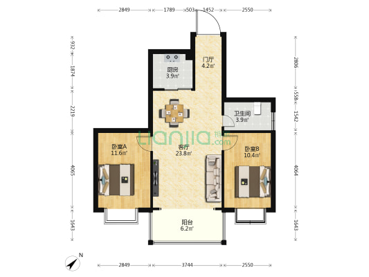 桂林上路55号 2室1厅1卫 77平方