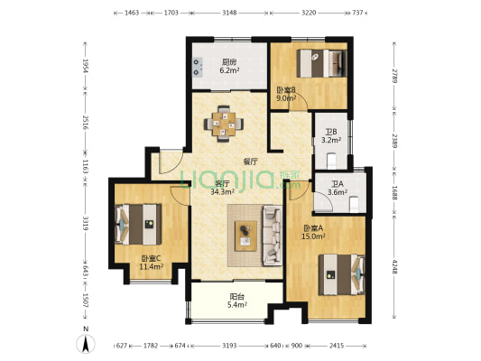 春森印象 3室1厅2卫 111平方