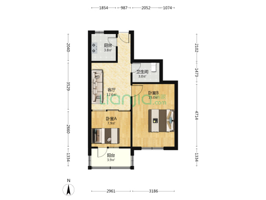八三石油家属楼二区 2室1厅1卫 60平方