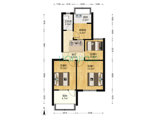 和平小区 3室1厅1卫 65平方
