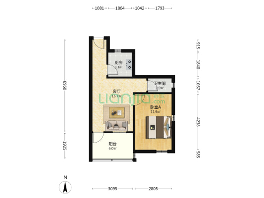 广东教育学院 1室1厅1卫 50平方
