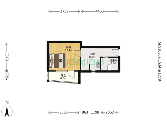 王家宅小区 1室0厅1卫 35平方