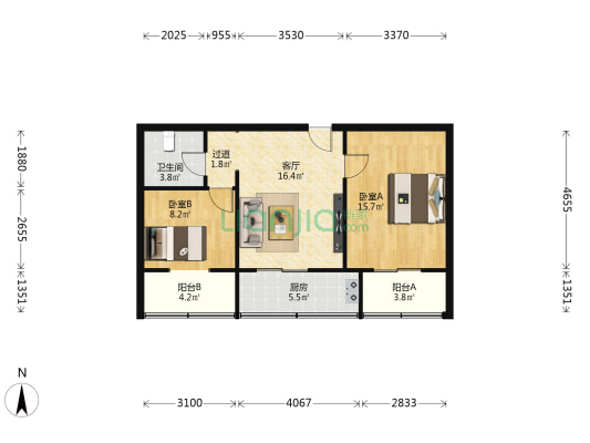 建行家属院(长安) 2室1厅1卫 71平方